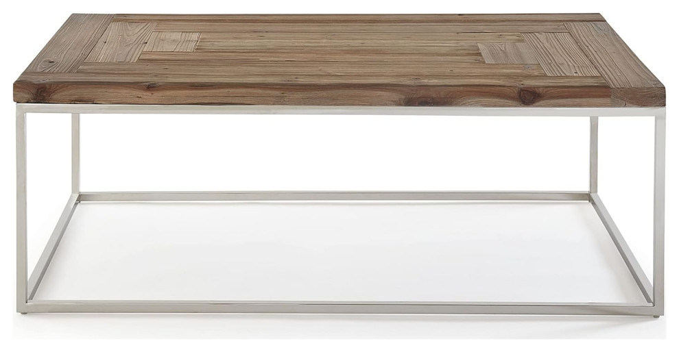 Transitional Coffee Table  Polished Stainless Steel Frame  ampReclaimed Fir Wood   Contemporary   Coffee Tables   by Decor Love  Houzz