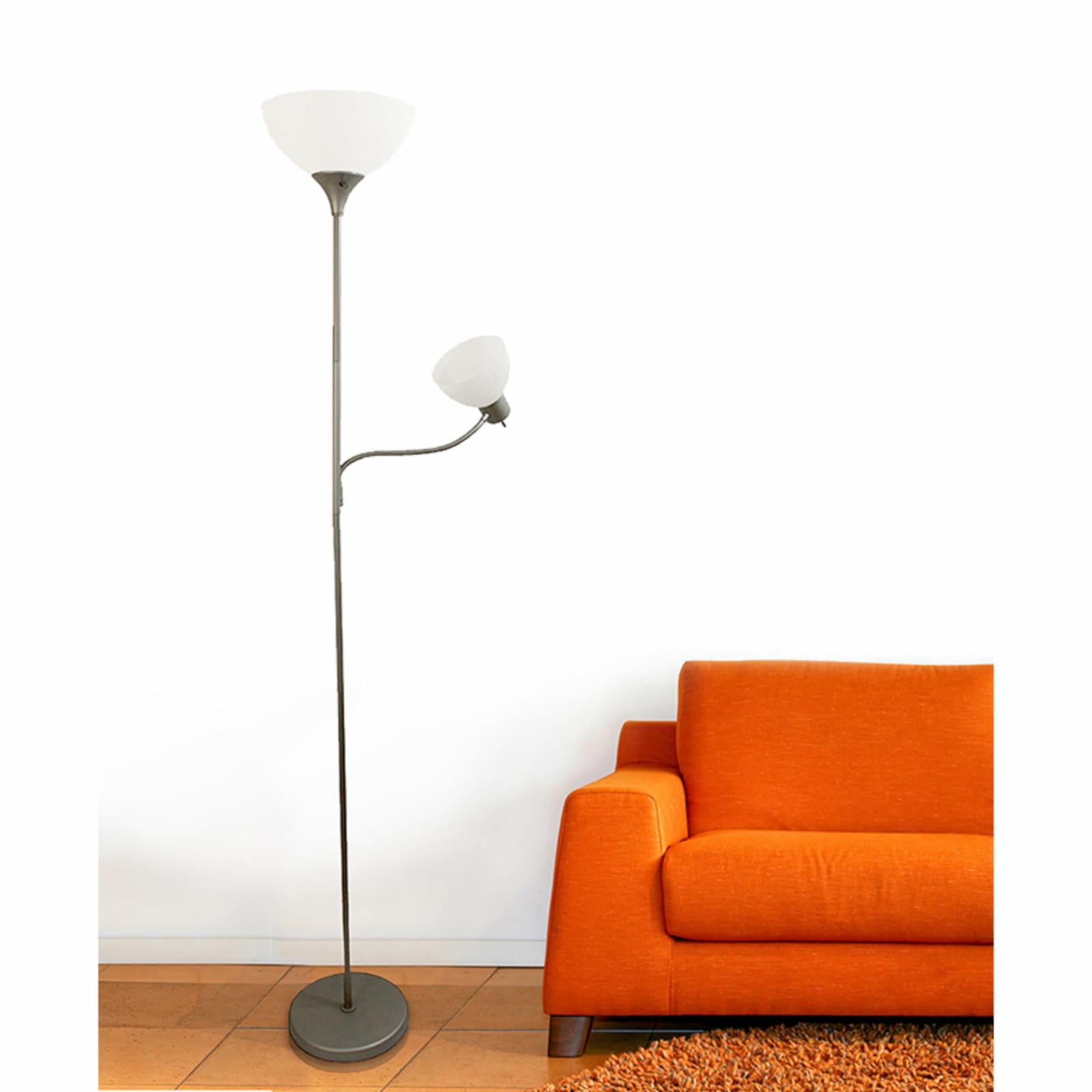 Simple Designs Floor Lamp with Reading Light  - Silver