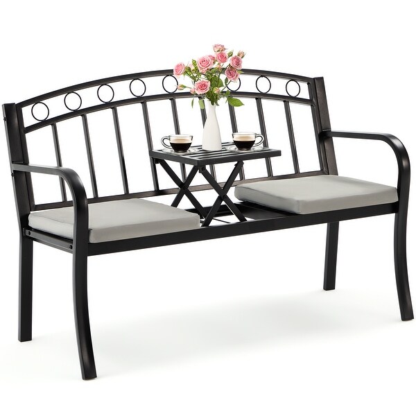 AVAWING Outdoor Steel Garden Bench Porch Path Chair Loveseat