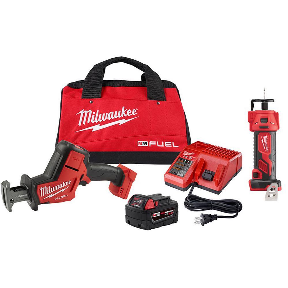 MW M18 FUEL 18V Lithium-Ion Brushless Cordless HACKZALL Reciprocating Saw Kit WM18 Drywall Cut Out Tool 2719-21-2627-20