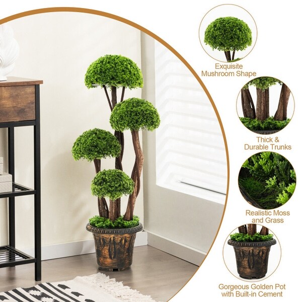 3 Feet Decorative Artificial Cedar Topiary Tree with Rattan Trunk