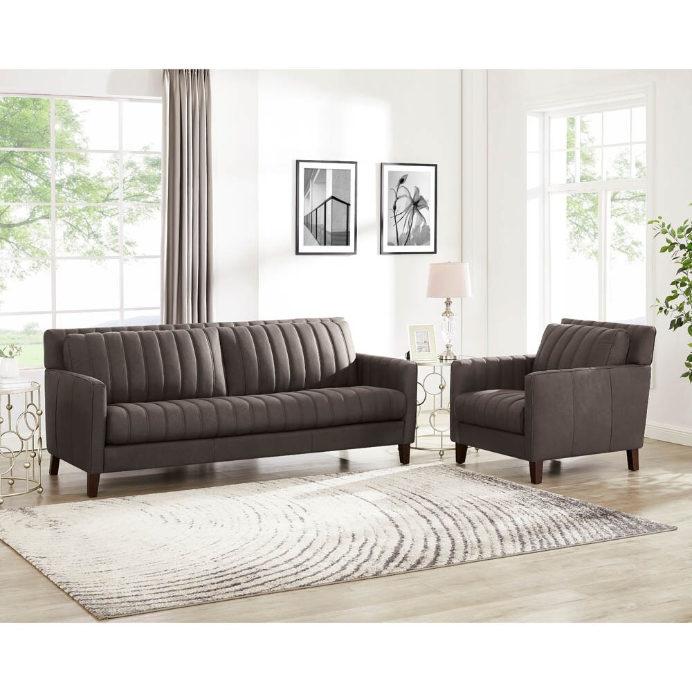 Hydeline Ennis Top Grain Leather Sofa and Chair Set   Sofa  Chair