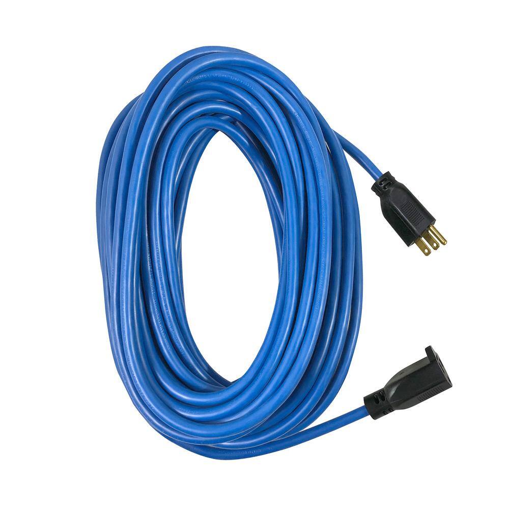 Husky 50 ft. 143 Medium Duty Cold Weather IndoorOutdoor Extension Cord Blue 83050HY