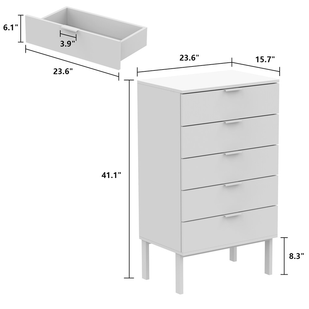 5 drawer Storage Chest Bedroom Nightstand Gadgets Cabinet