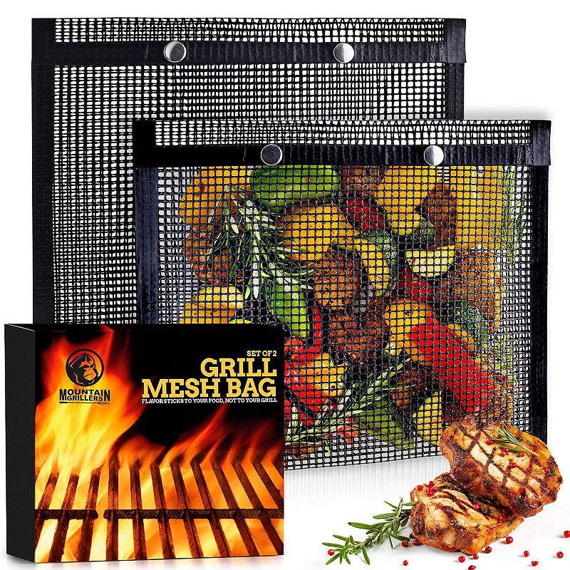 Reusable Non-Stick BBQ Grill Bags for Charcoal， Gas， Electric Grills Smokers - Heat-Resistant Must-Have for Pitmasters