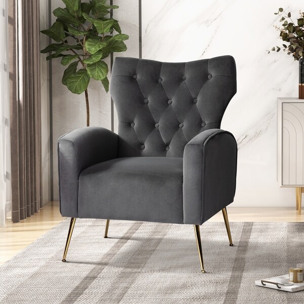 Danita Upholstered Accent Chair with Tufted Back by HULALA HOME