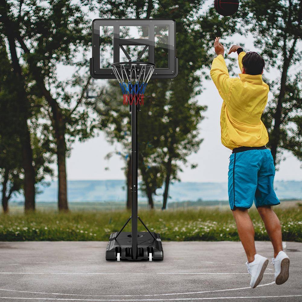 HONEY JOY Portable Basketball Hoop 8-10FT Height Adjustable Basketball Hoop System w44