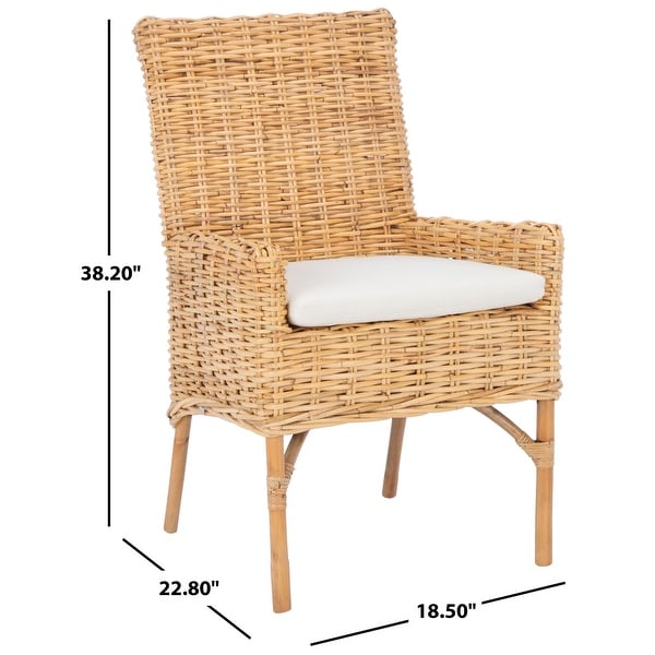 SAFAVIEH Nancy Coastal Rattan Accent Chair with Cushion - 18.5