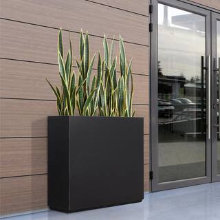 Wallowa Long Box Metal Rectangular Planter in Black HCMP001-1-BLK