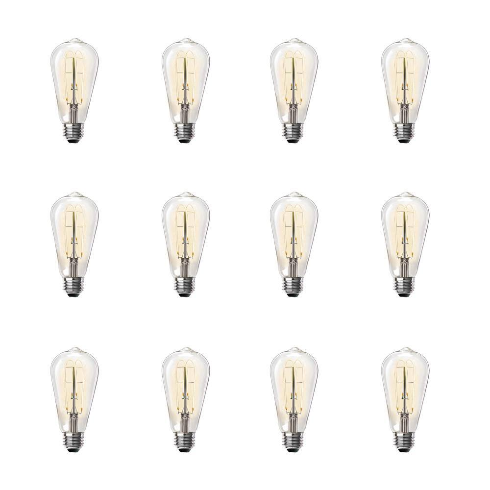 Feit Electric 40-Watt Equivalent ST19 DImmable M Shape Filament Clear Glass Vintage Edison LED Light Bulb Warm White (12-Pack) ST1940MCLLEDHDRP12