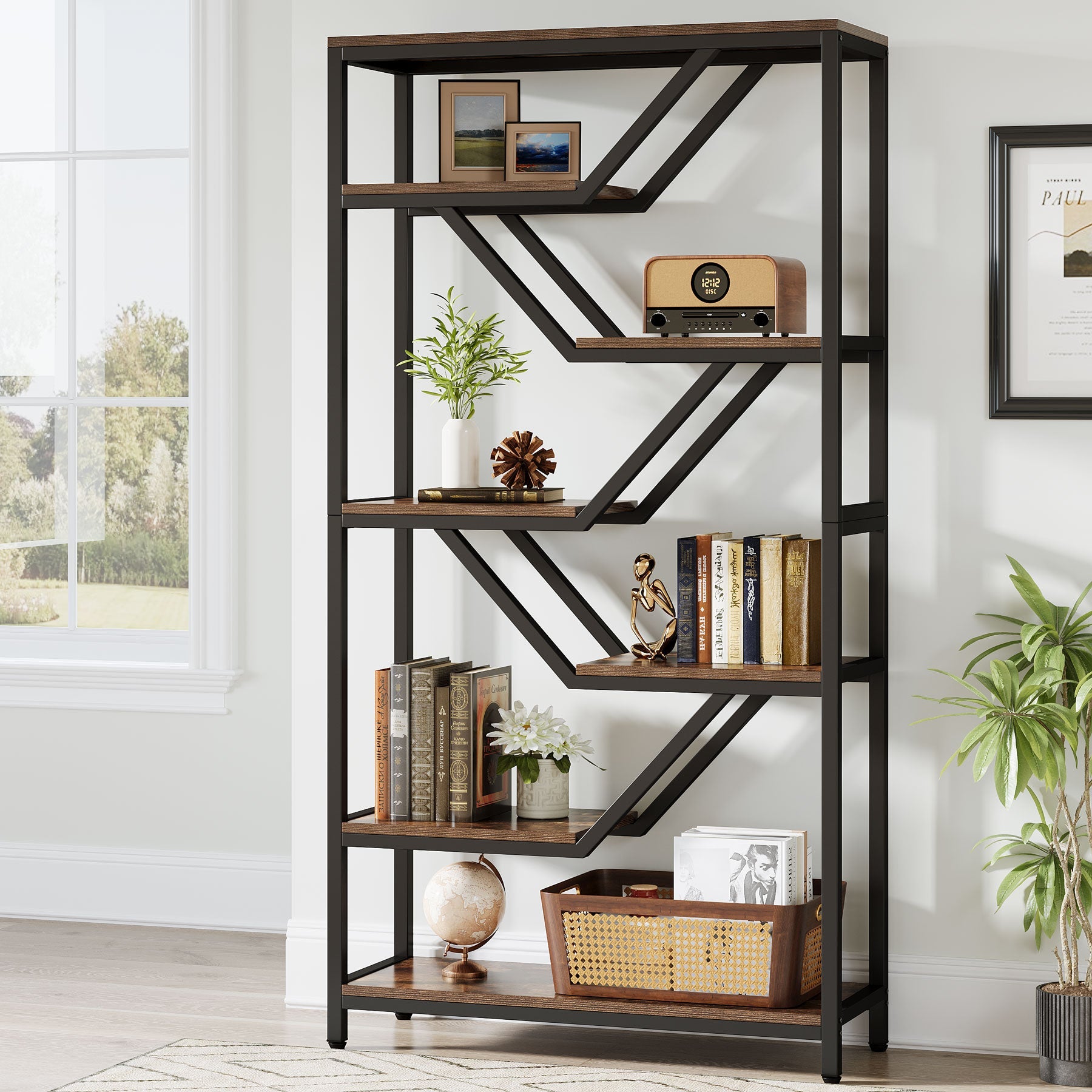 72 Bookshelf, 6-Tier Bookcase Etagere Open Storage Organizer