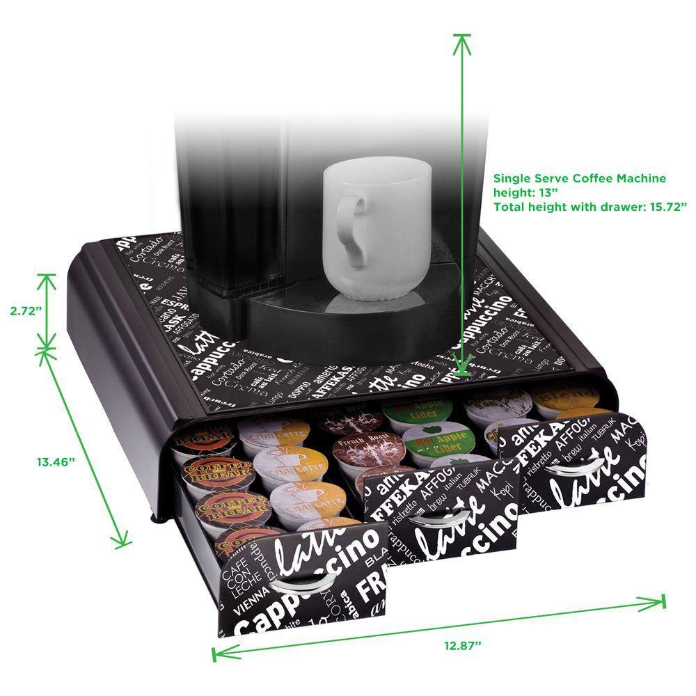 Mind Reader Anchor 36-Capacity Black Coffee Pod Storage Drawer TRAY6-BLKP