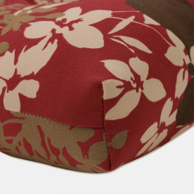 Outdoor Bench loveseat swing Cushion Brown red Floral Pillow Perfect