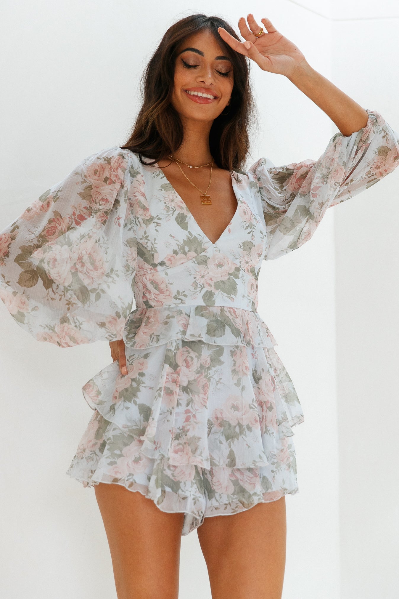 Playing Hearts Romper Floral