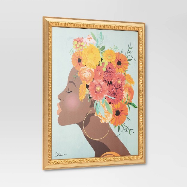 X Floral Dream By Nikki Chu Vintage Canvas Board Gold