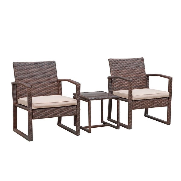 3-pc. Outdoor Cushioned Wicker Chat Set - Overstock - 32465550