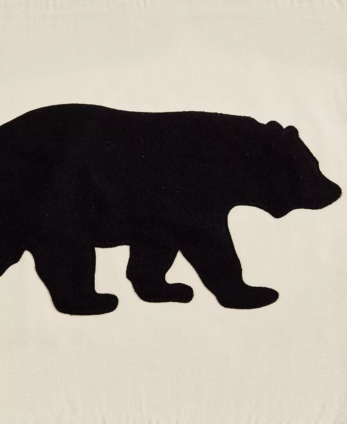 Eddie Bauer Bear Applique Grey Felt Breakfast Pillow