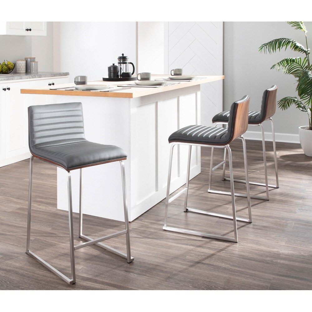 LumiSource Mara Stainless Steel Contemporary 26 inch Counter Stools (Set of 2)   N/A