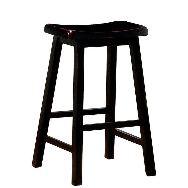 Casual Distressed Black Cherry Saddle Design Stools (Set of 2)