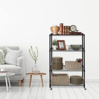 Seville Classics Black 4-Tier Heavy Duty Steel Wire Garage Storage Shelving Unit (36 in. W x 56.5 in. H x 14 in. D) SHE15380B