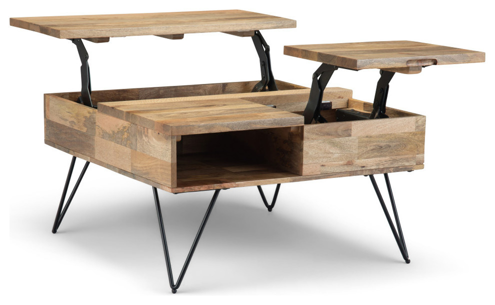 Hunter Lift Top Square Coffee Table   Midcentury   Coffee Tables   by Simpli Home Ltd.  Houzz