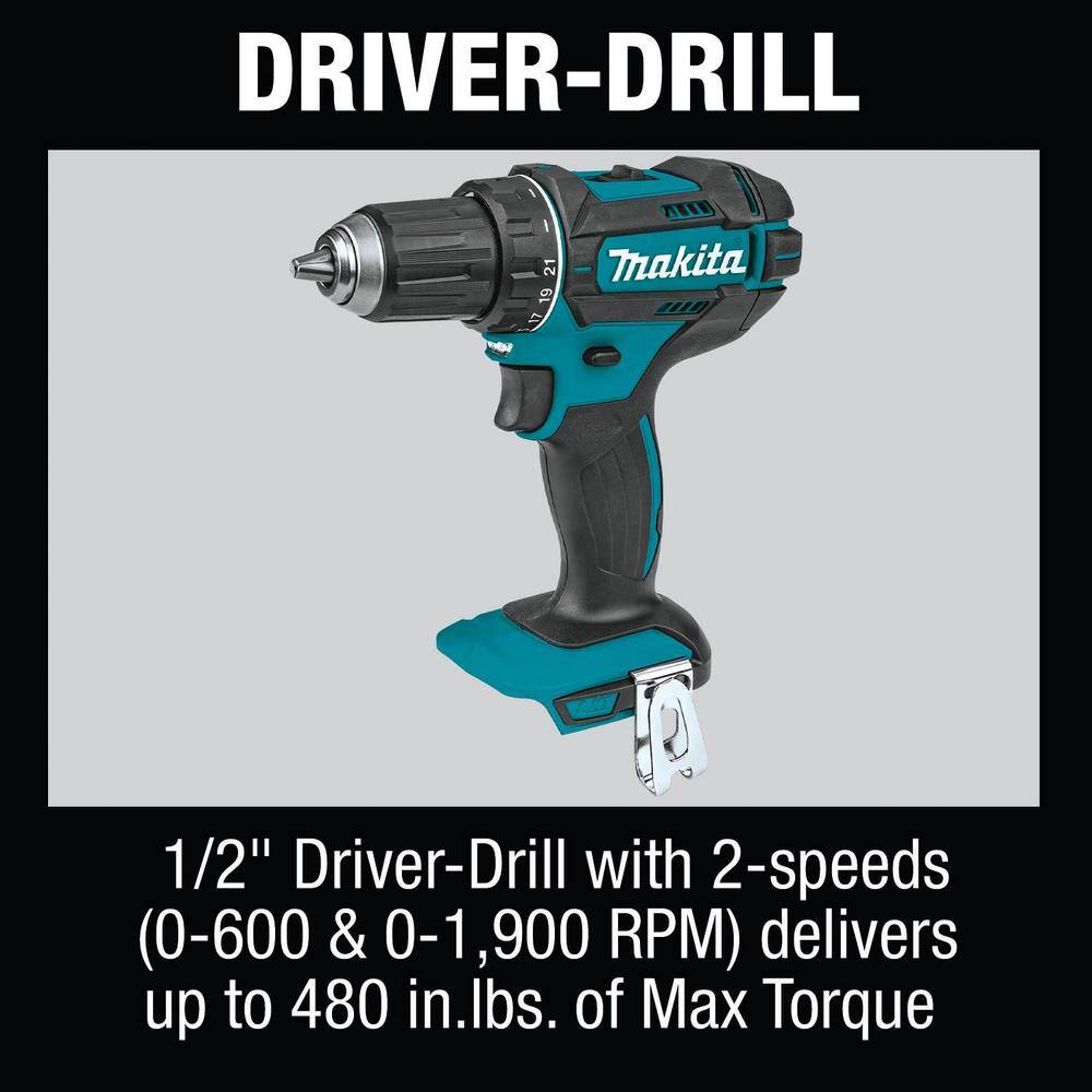 Makita 18V Lithium-Ion Cordless 6-Piece Kit (Drill-Driver Impact Driver Circular Saw Recipro Saw Vacuum Light) 3.0Ah XT614SX1