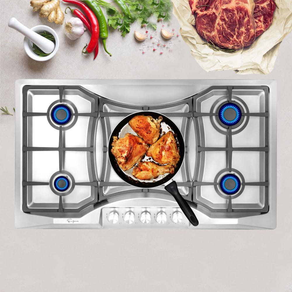 Empava 36 in Builtin Gas Cooktop in Stainless Steel with 5 Sealed Burners Gas Stove