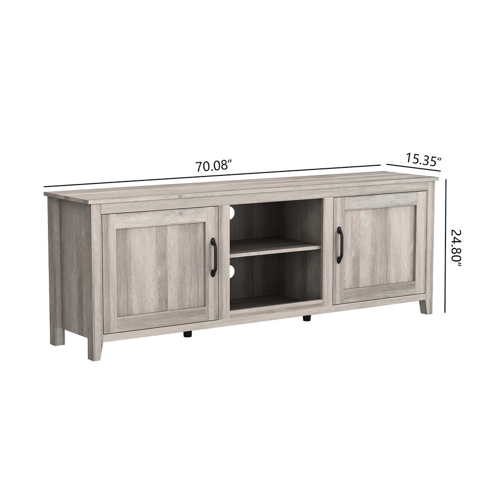 TV Stand Storage Media Console Entertainment Center With Two Doors for Living Room  Grey Walnut