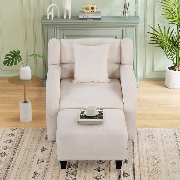 Armchair Swivel Barrel Chair Accent Chair with Ottoman，White