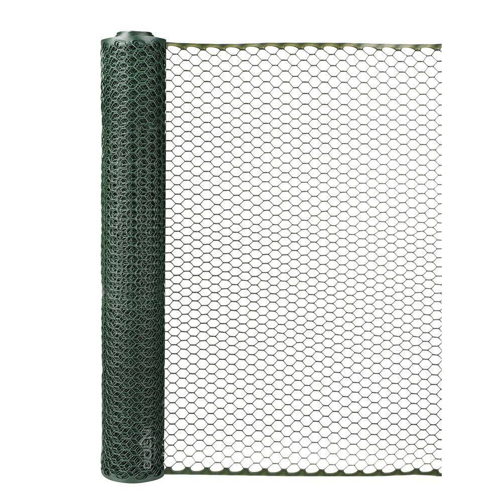 BOEN 2 ft. x 25 ft. Plastic Poultry Hex Garden Fence Netting Green PF-40001