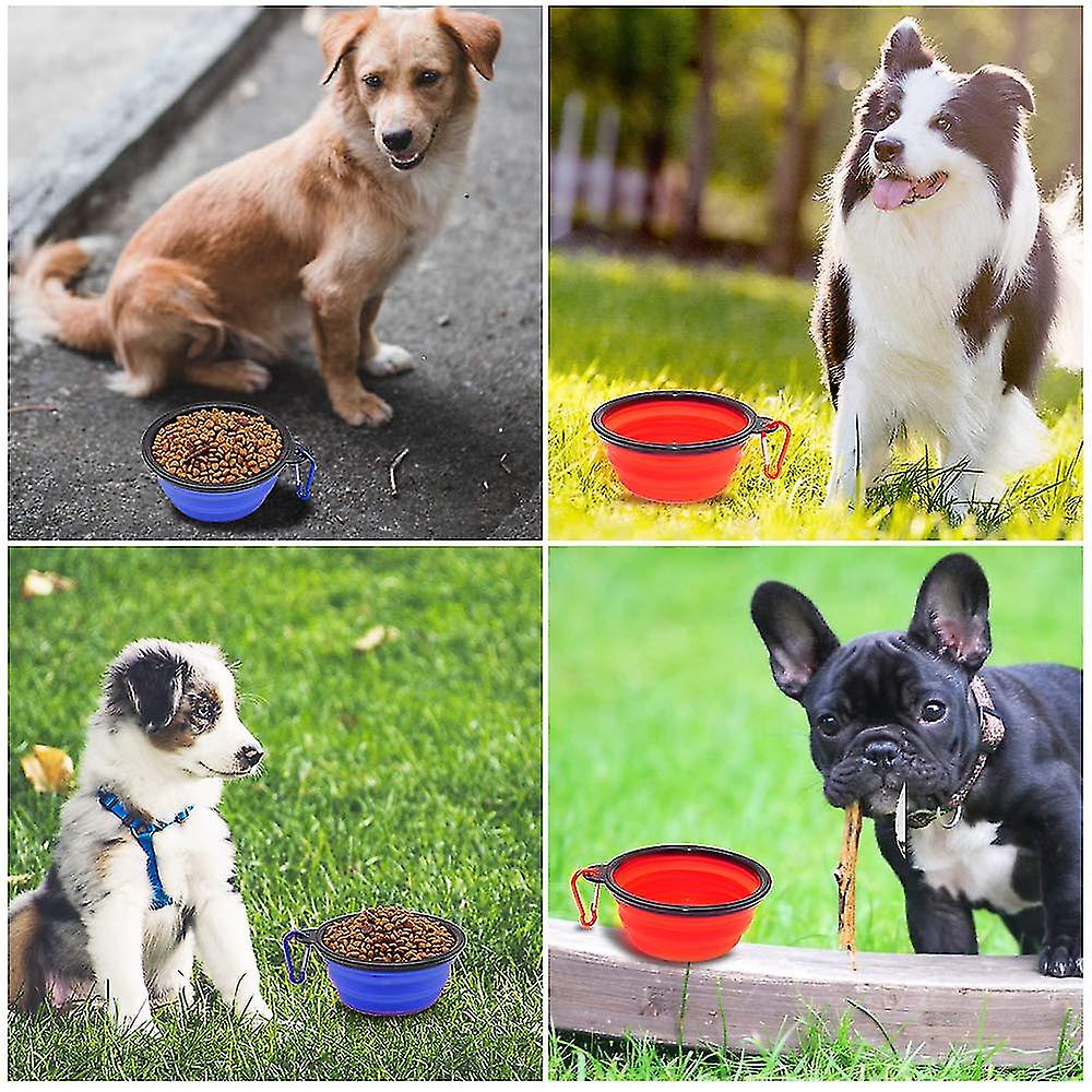 2 Pieces Portable Dog Bowl Collapsible Dog Bowl，travel Dog Bowls And Cat Bowls (350ml， And Red)