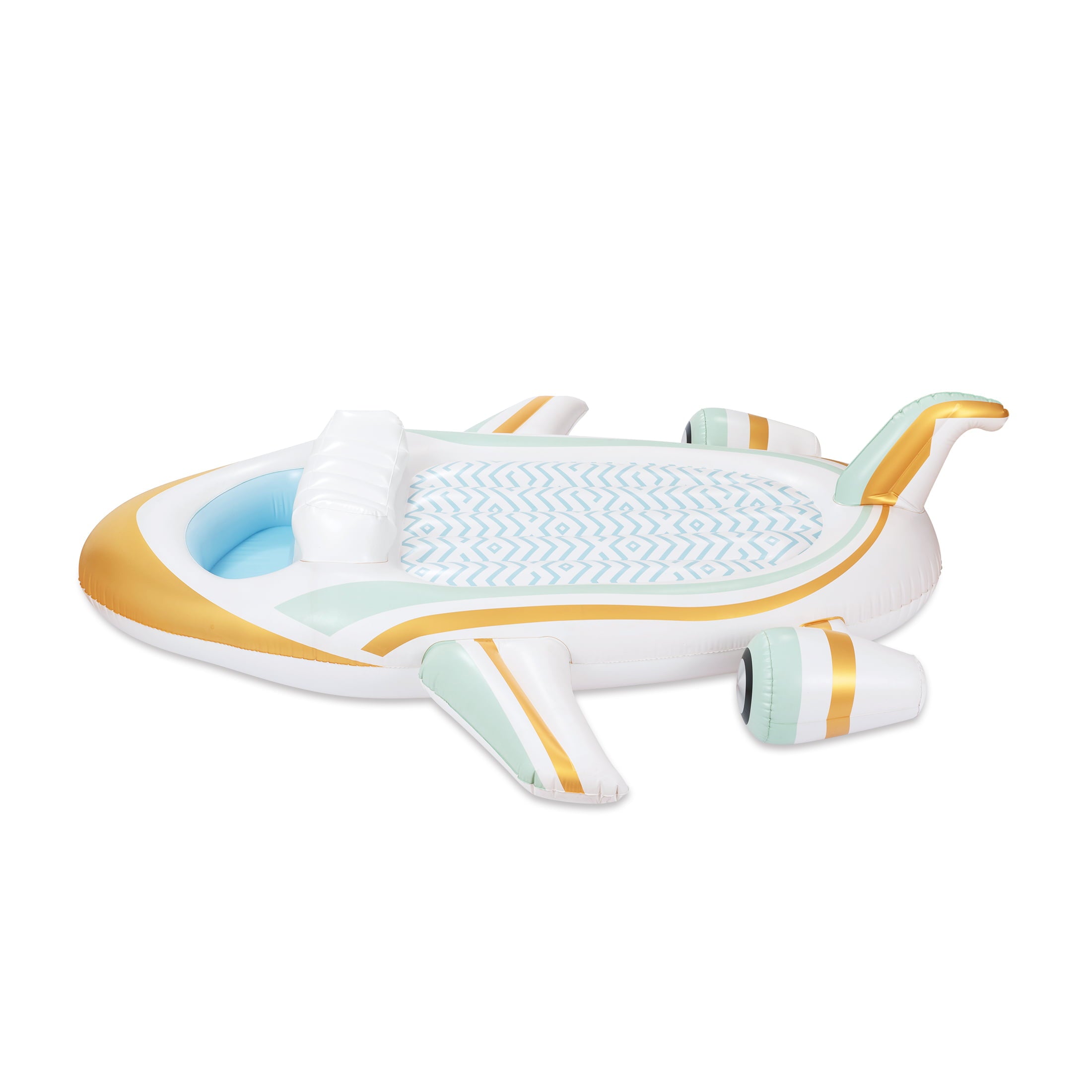 Play Day Inflatable Private Jet Pool Float, White, for Adults, Unisex