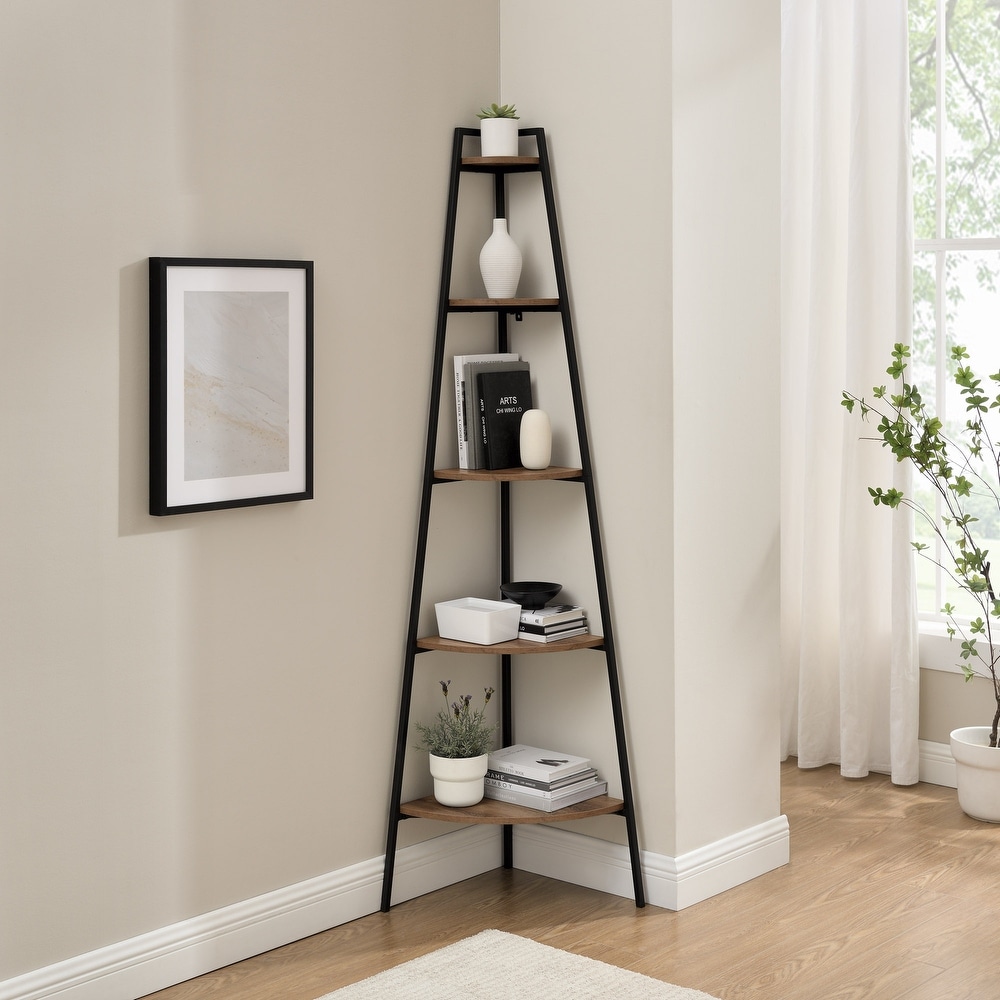 Middlebrook Modern Industrial Corner Bookshelf