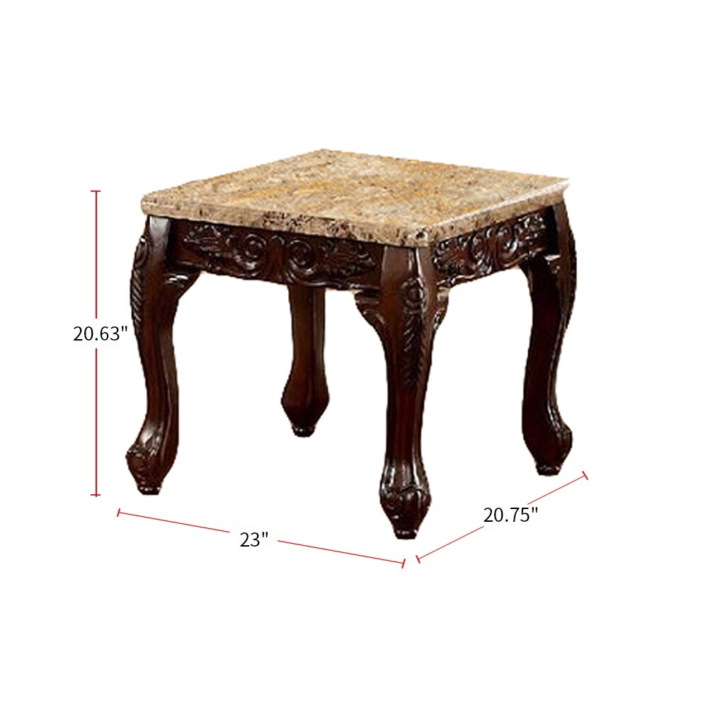 3 Piece Table Set With Faux Marble Table Top