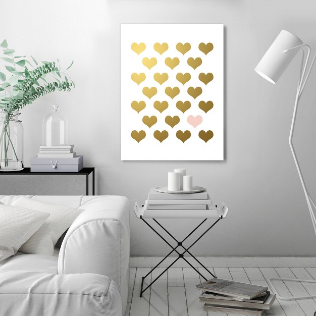 Americanflat Minimalist Hearts Gold Blush By Wall Wonder Unframed Canvas Wall Art