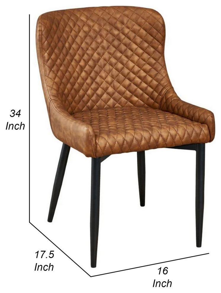 Benzara BM288171 16 quotDining Chair  Faux Leather Upholstery  Metal Legs  Brown   Midcentury   Dining Chairs   by Homesquare  Houzz