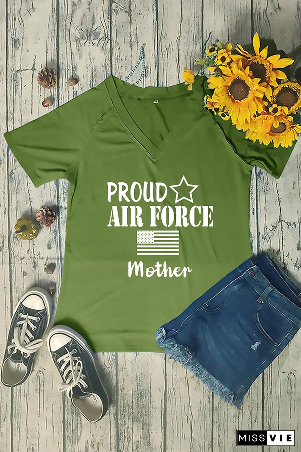 Proud Air Force V Neck Graphic Tee