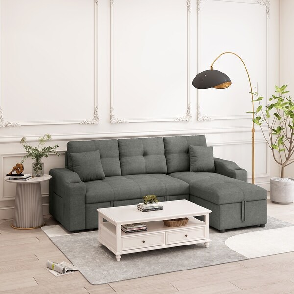 3-Seater L-Shape Sleeper Sofa Bed Convertible Sectional Couch