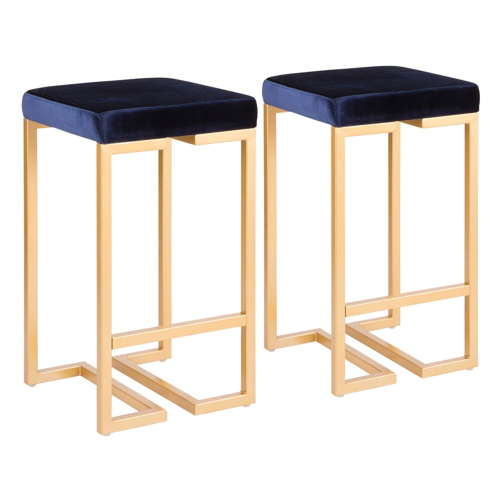 Midas Contemporary Glam Upholstered Counter Stool (Set of 2)   N/A