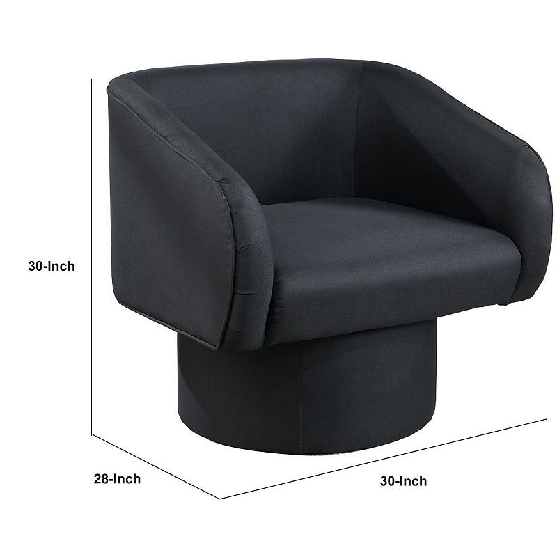 Tim 30 Inch Fabric Upholstered Accent Chair， 360 Swivel Seat， Black