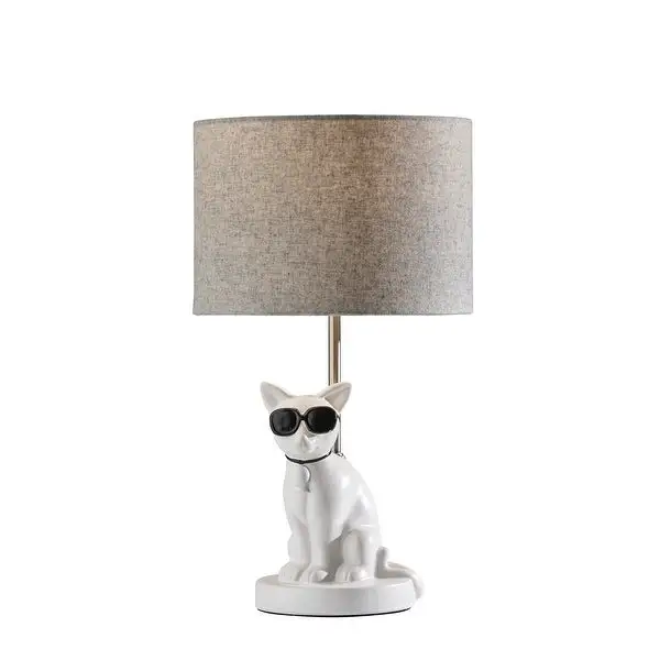 Adesso White Sunny Cat Table Lamp