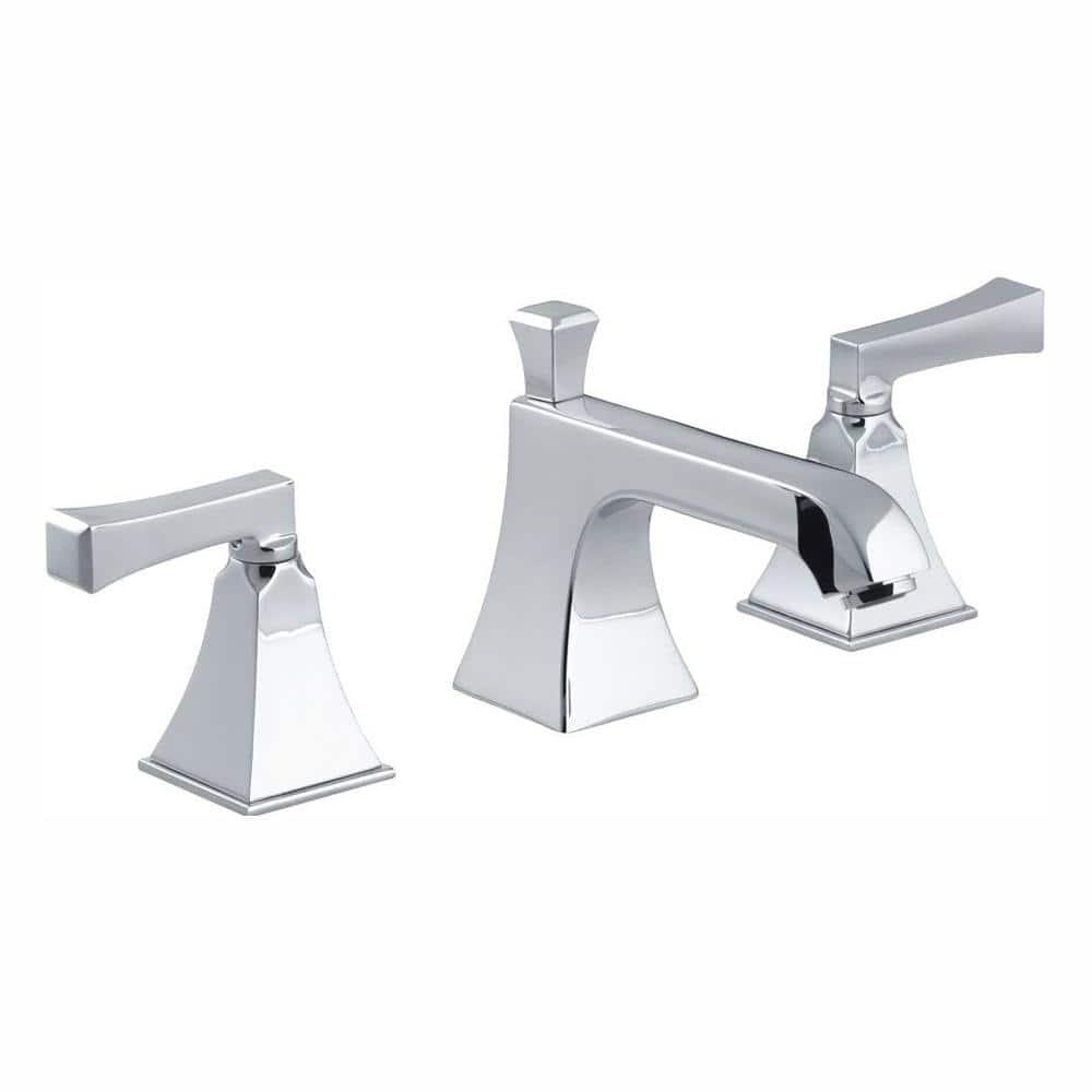 KOHLER Memoirs 8 in Widespread 2Handle Low Arc WaterSaving Bathroom Faucet in Polished Chrome with Deco Lever Handles