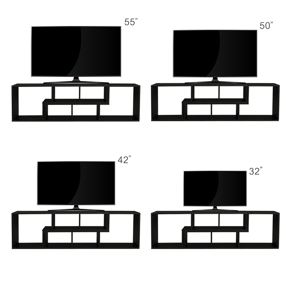 Double L Shaped TV Stand Entertainment Center Display Shelf