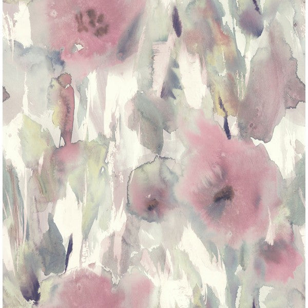 Sample Watercolor Floral Wallpaper in Pink and Neutrals from the L'Atelier de Paris Collection