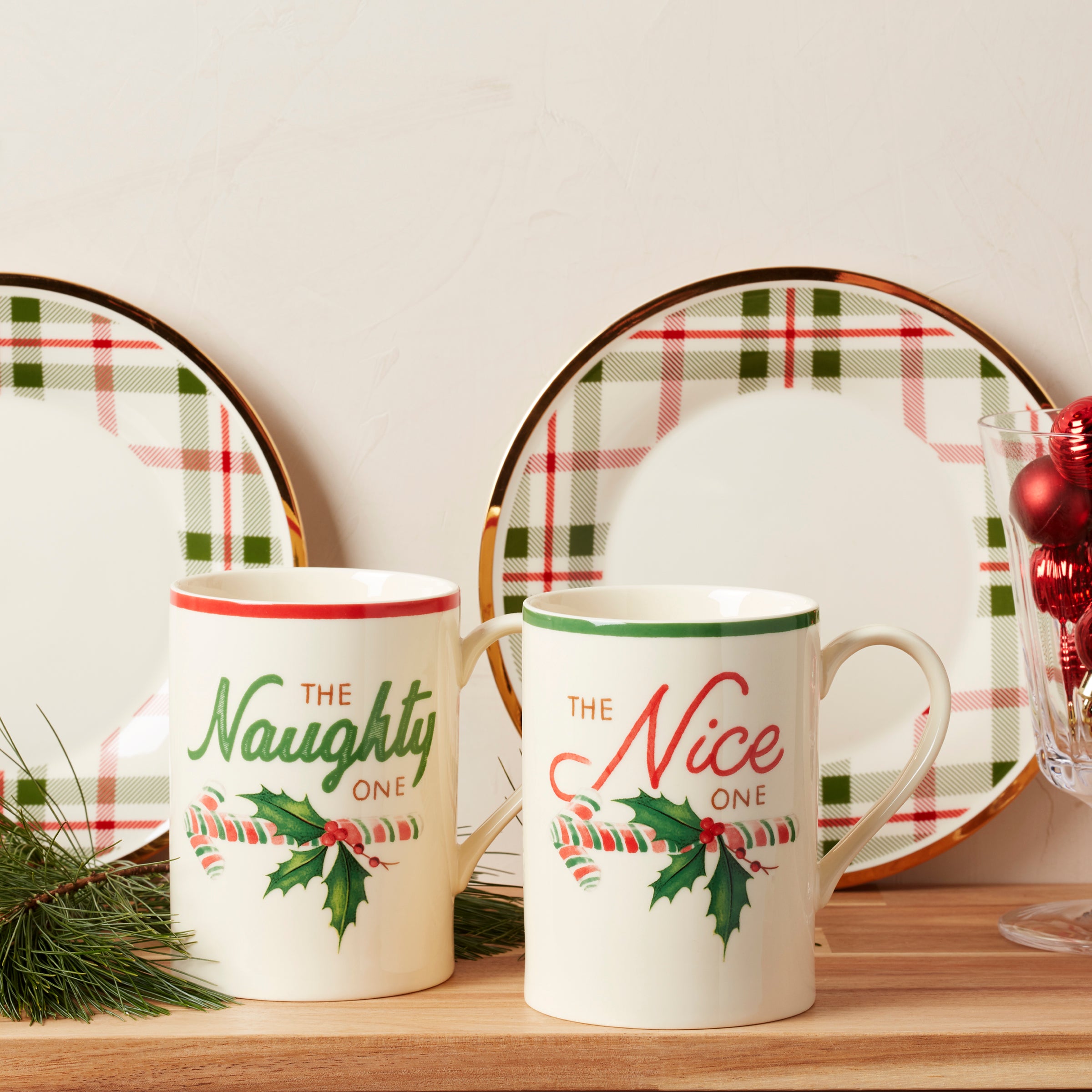 Holiday Naughty & Nice Mugs, Set of 2