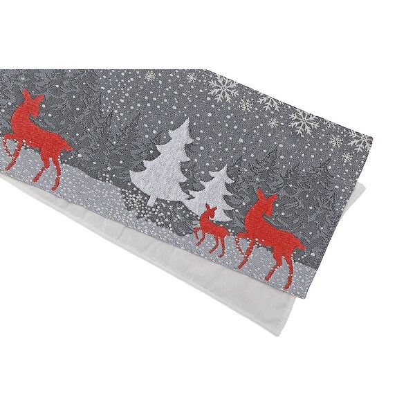 Tapestry Table Runner Reindeer and Tree 54