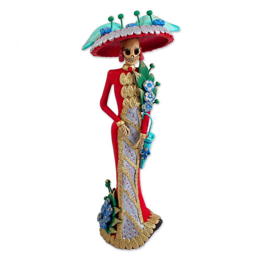 Novica Handmade La Catrina Esperanza Ceramic Sculpture