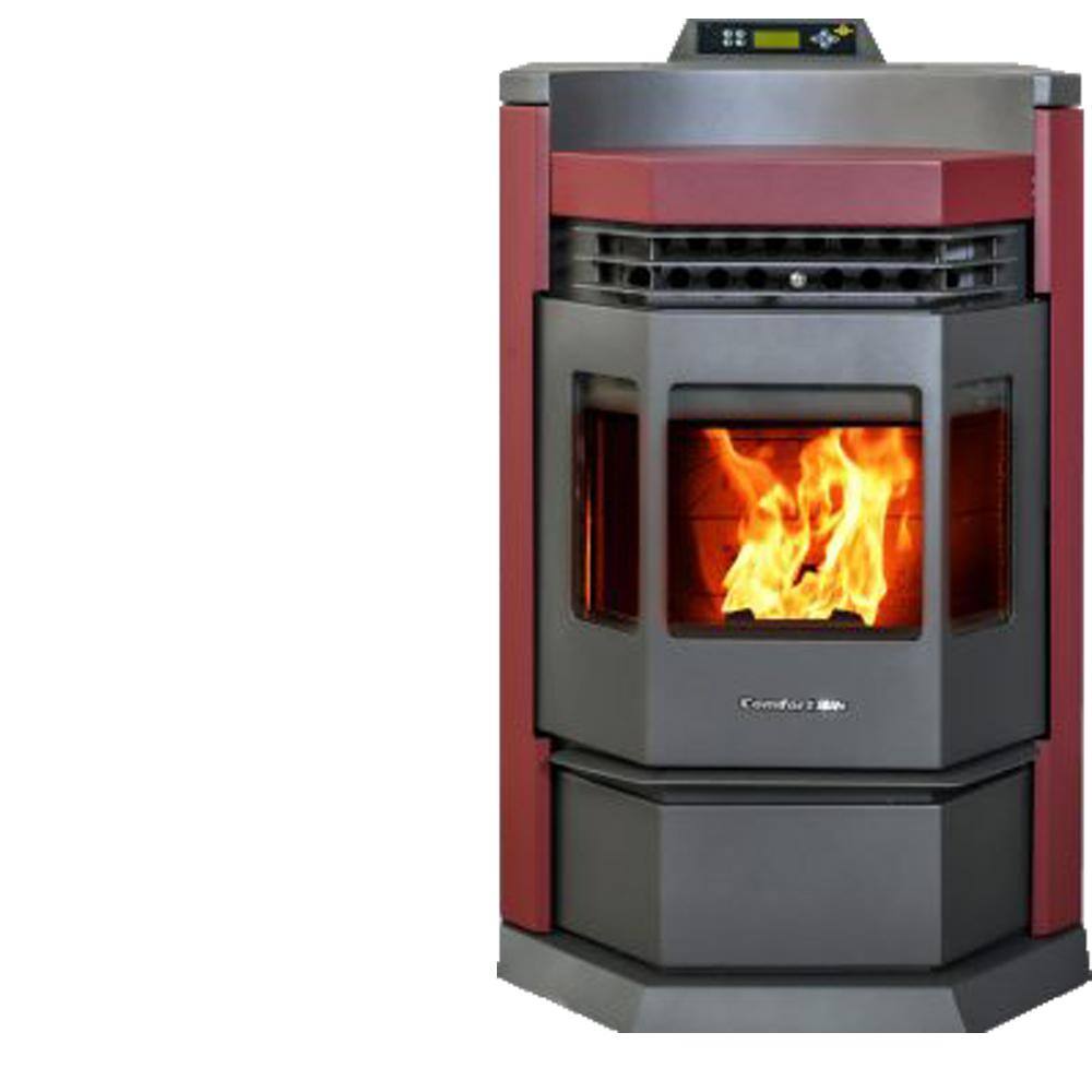 ComfortBilt 2800 sq. ft. EPA Certified Pellet Stove with 80 lbs. Hopper and Programmable Thermostat in Burgundy HP22N-BU