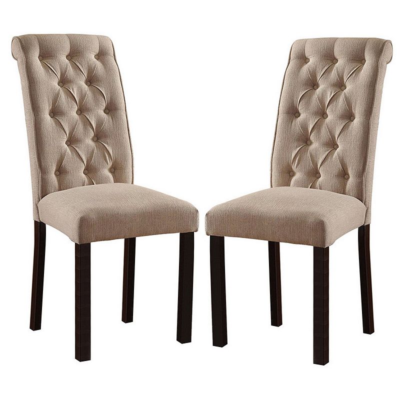 Marshall Transitional Side Chair， Set of two， Black and Ivory