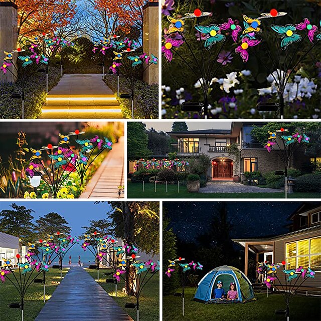 Solar Butterfly Lawn Lights LED Swinging Firefly Garden Lights Villa Courtyard Walkway Park Outdoor Waterproof Camping Party Decoration